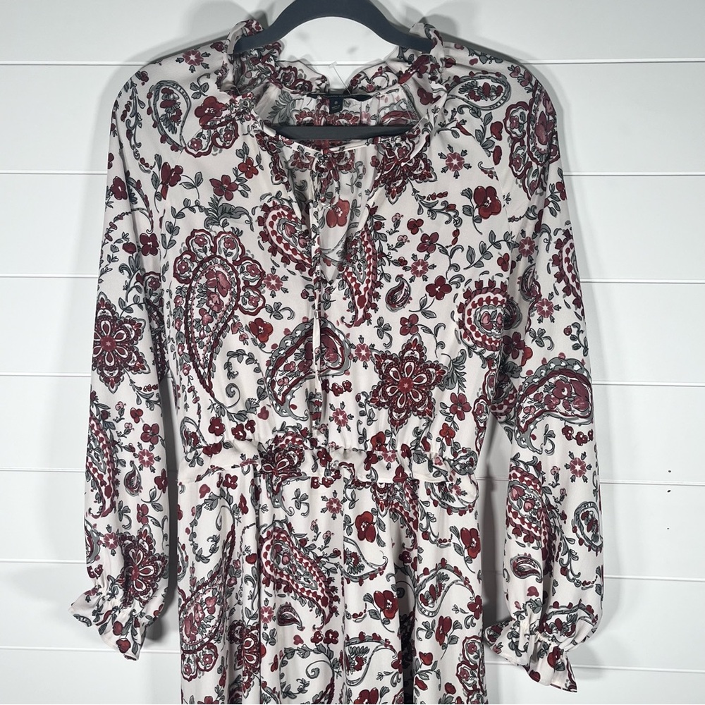 Banana Republic Paisley Print V Neck Long Sleeve Midi Dress Size 8